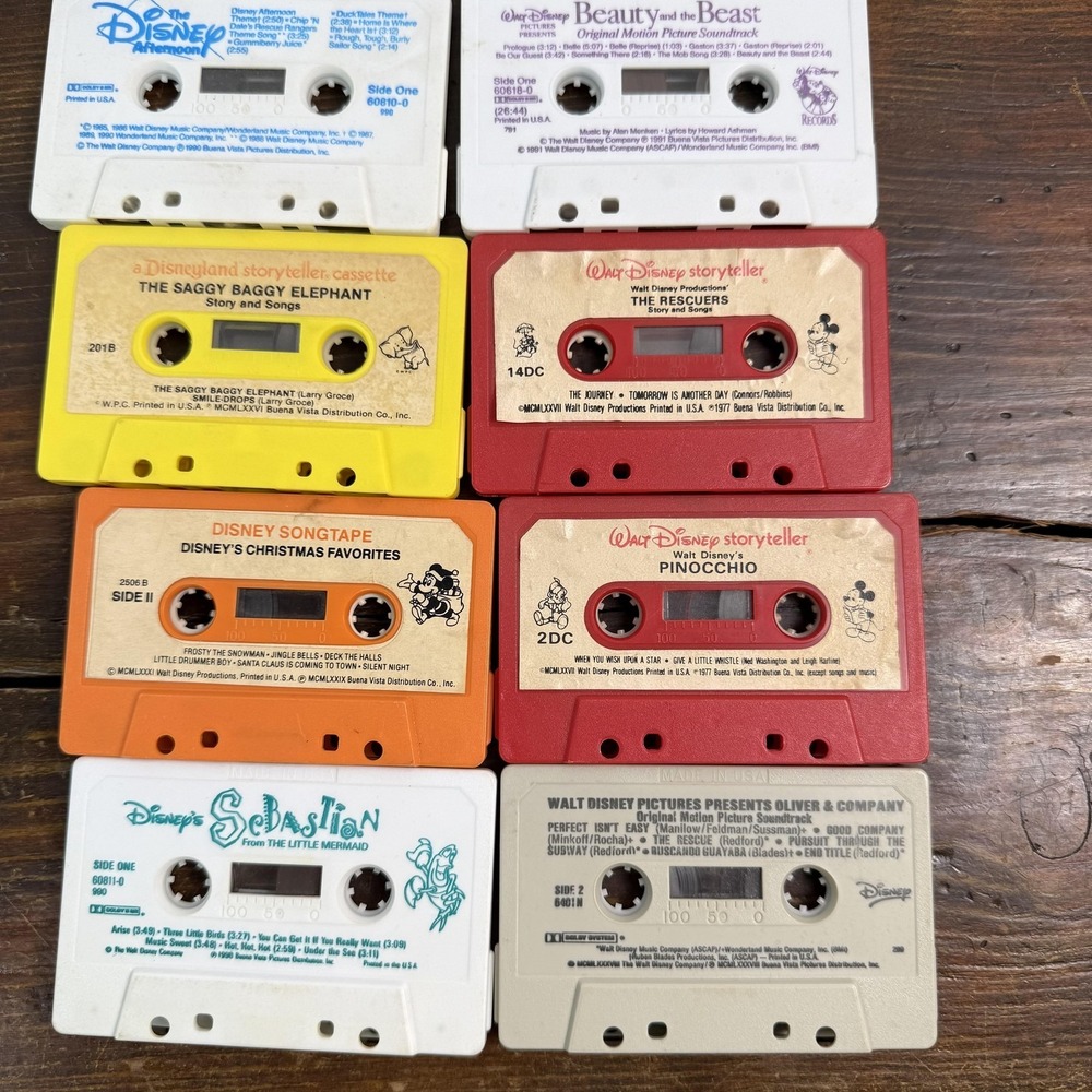 Vintage Walt Disney Storyteller Soundtrack Cassette Lot Beauty Beast Rescuers